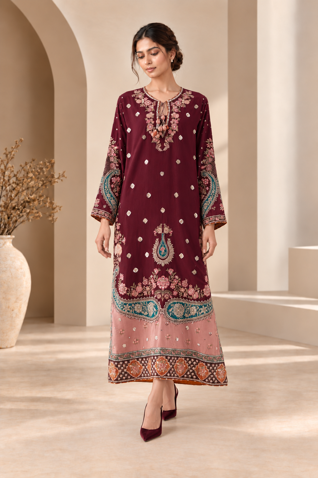 Gulnaar Embroidered Silk – Unstitched 2 Piece