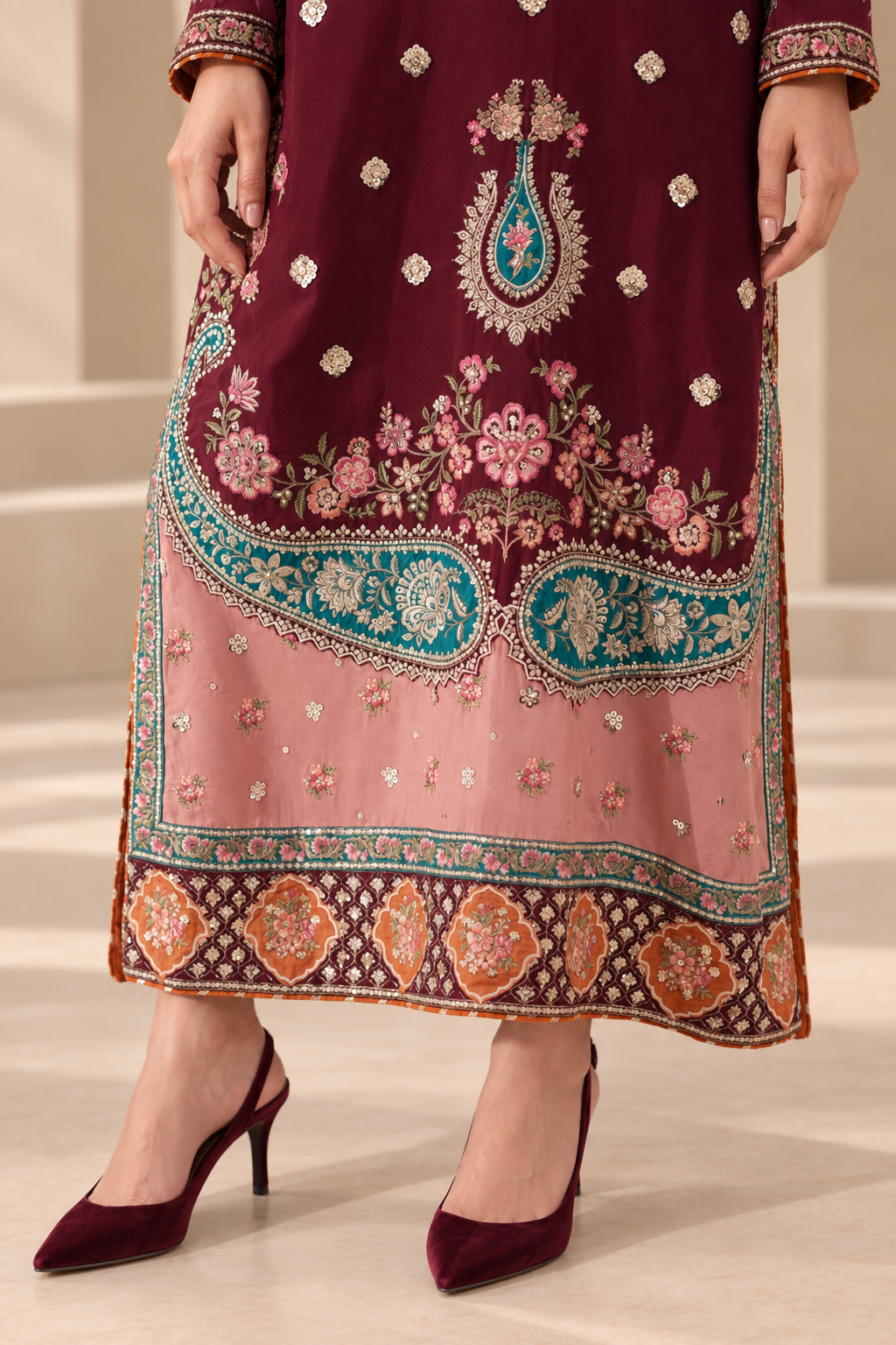 Gulnaar Embroidered Silk – Unstitched 2 Piece