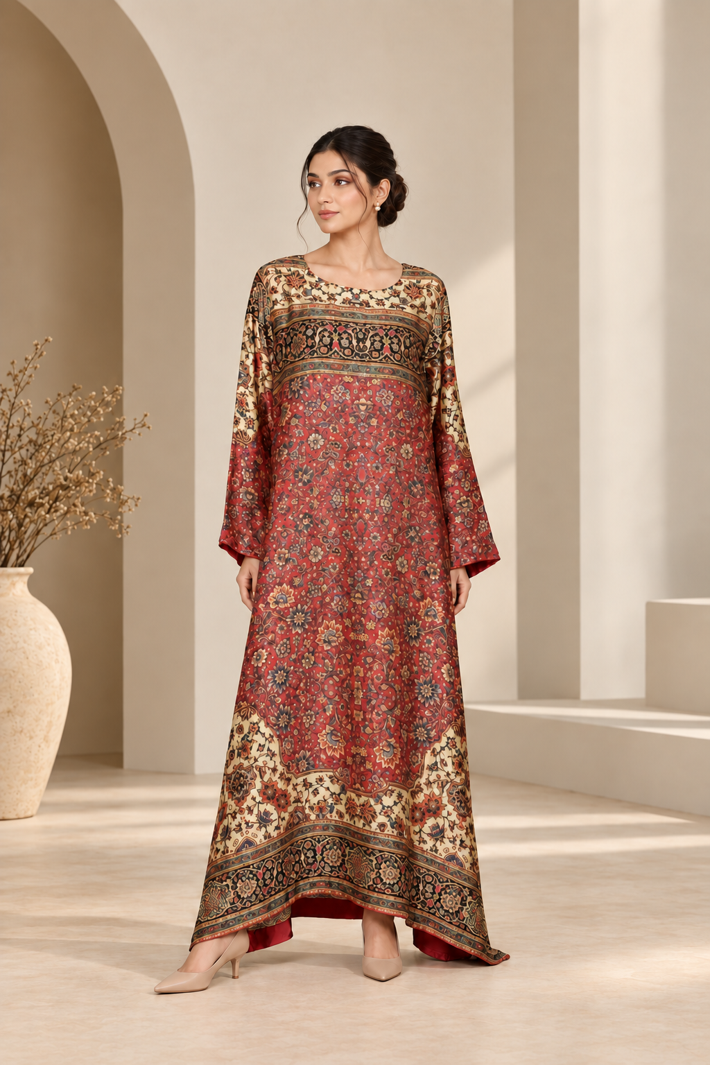 Naqsh Silk Kaftan– Unstitched 2 Piece