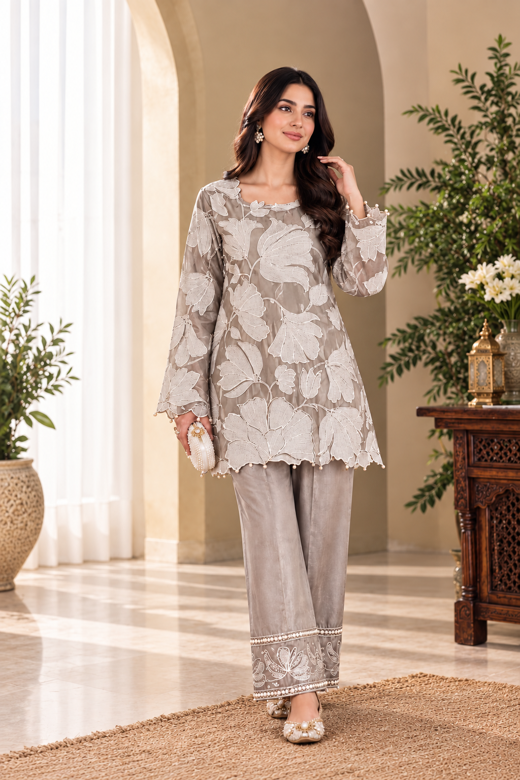Mehrunisa Embroidered Silk – Unstitched 2 Piece