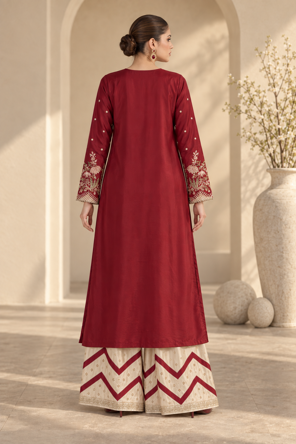 MAROON ROYALE UNSTITCHED 2-PIECE EMBROIDERED SILK SUIT