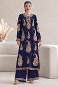 NAVY NOOR — UNSTITCHED 2-PIECE EMBROIDERED SILK SUIT