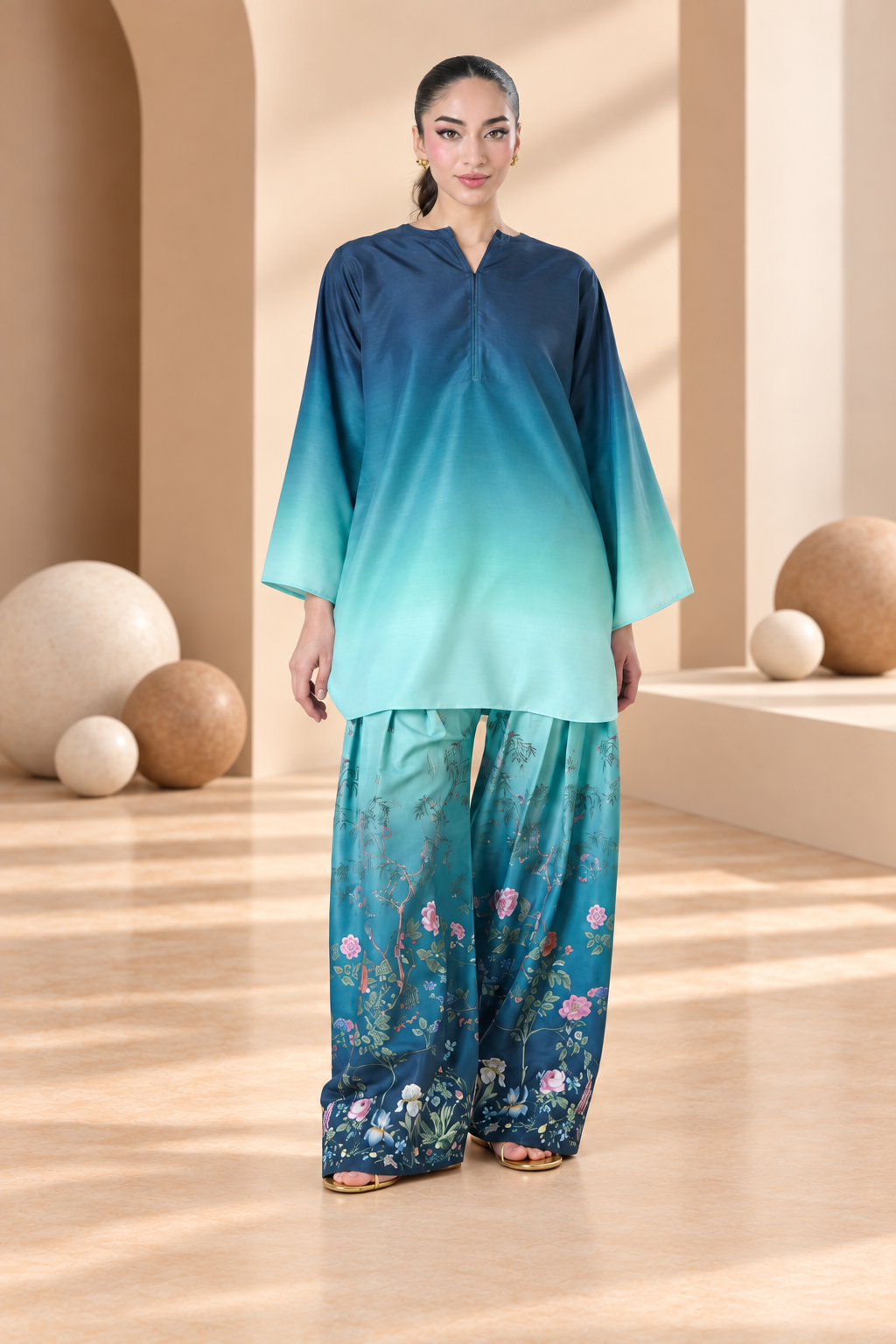 Aabshaar Tie-Dye Silk – Unstitched 2 Piece