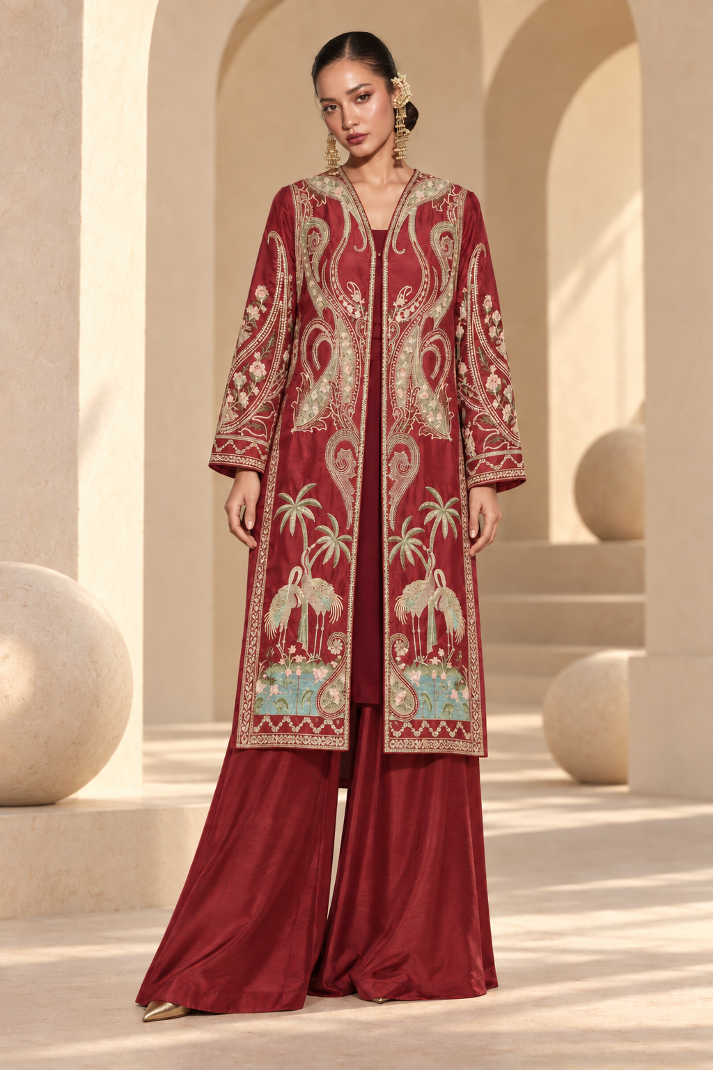MEHR-E-MAROON UNSTITCHED 2-PIECE EMBROIDERED FESTIVE SILK SUIT