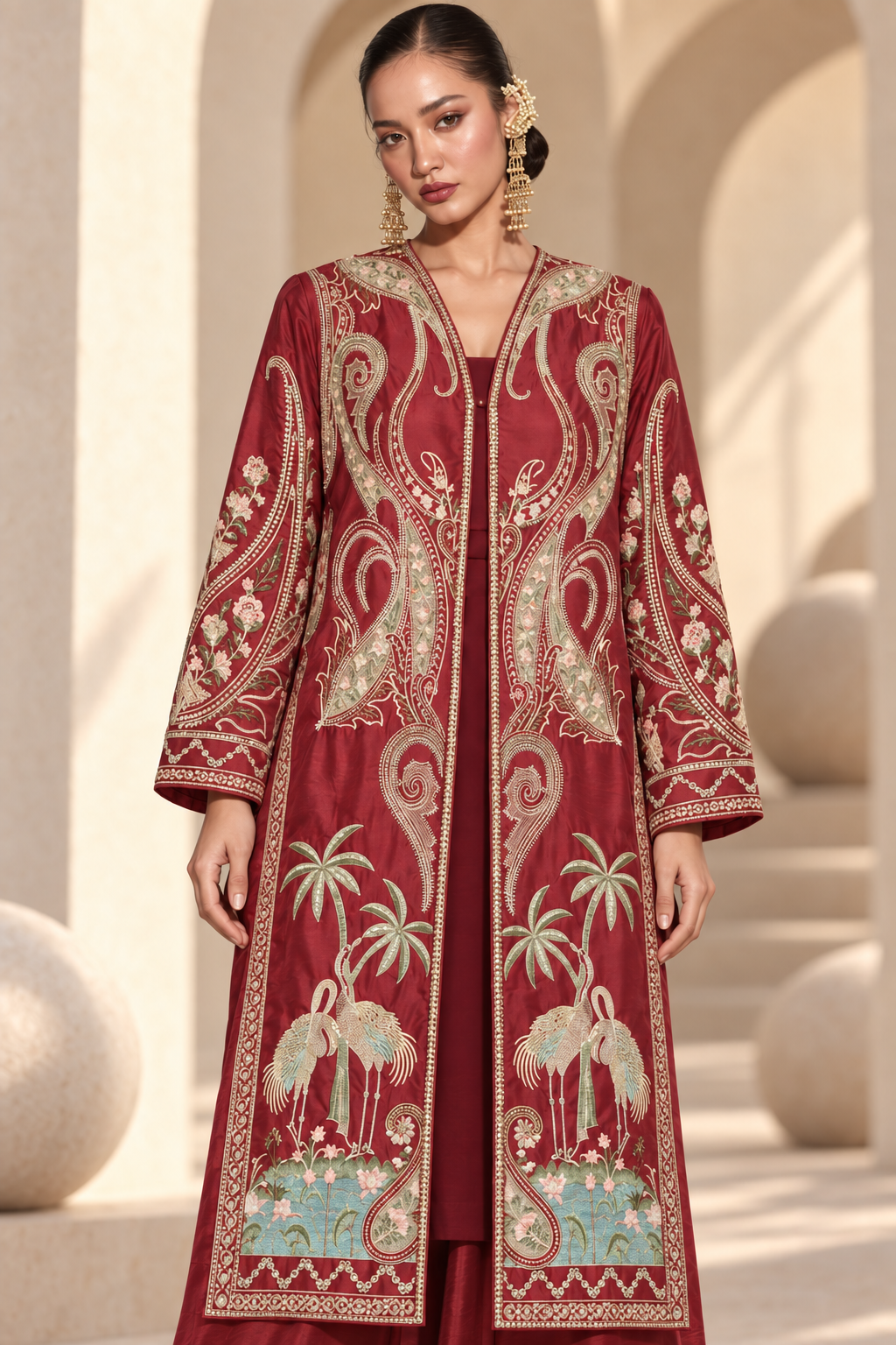 MEHR-E-MAROON UNSTITCHED 2-PIECE EMBROIDERED FESTIVE SILK SUIT
