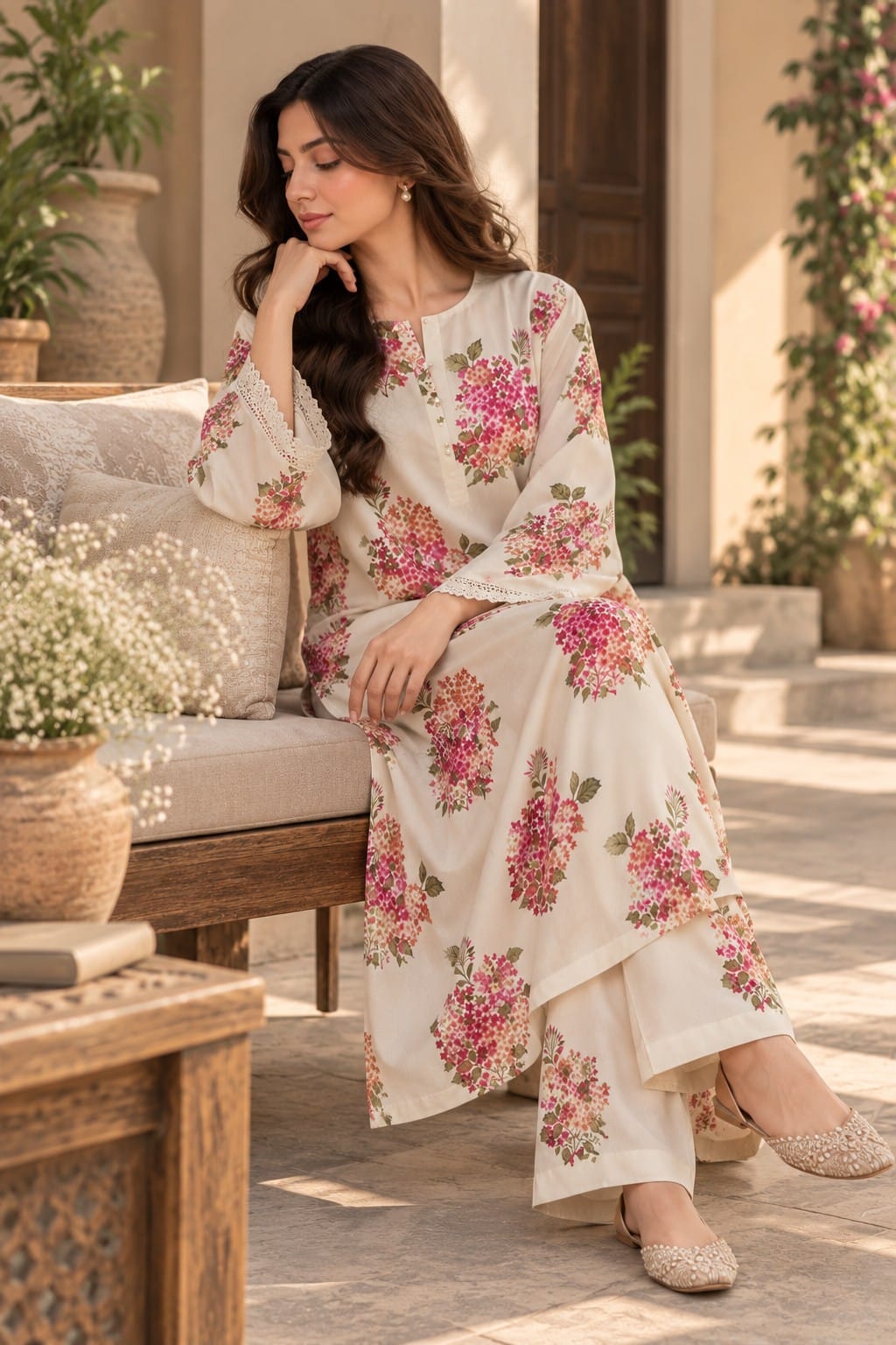 GULBAHAR UNSTITCHED 3-PIECE PRINTED SILK SUIT
