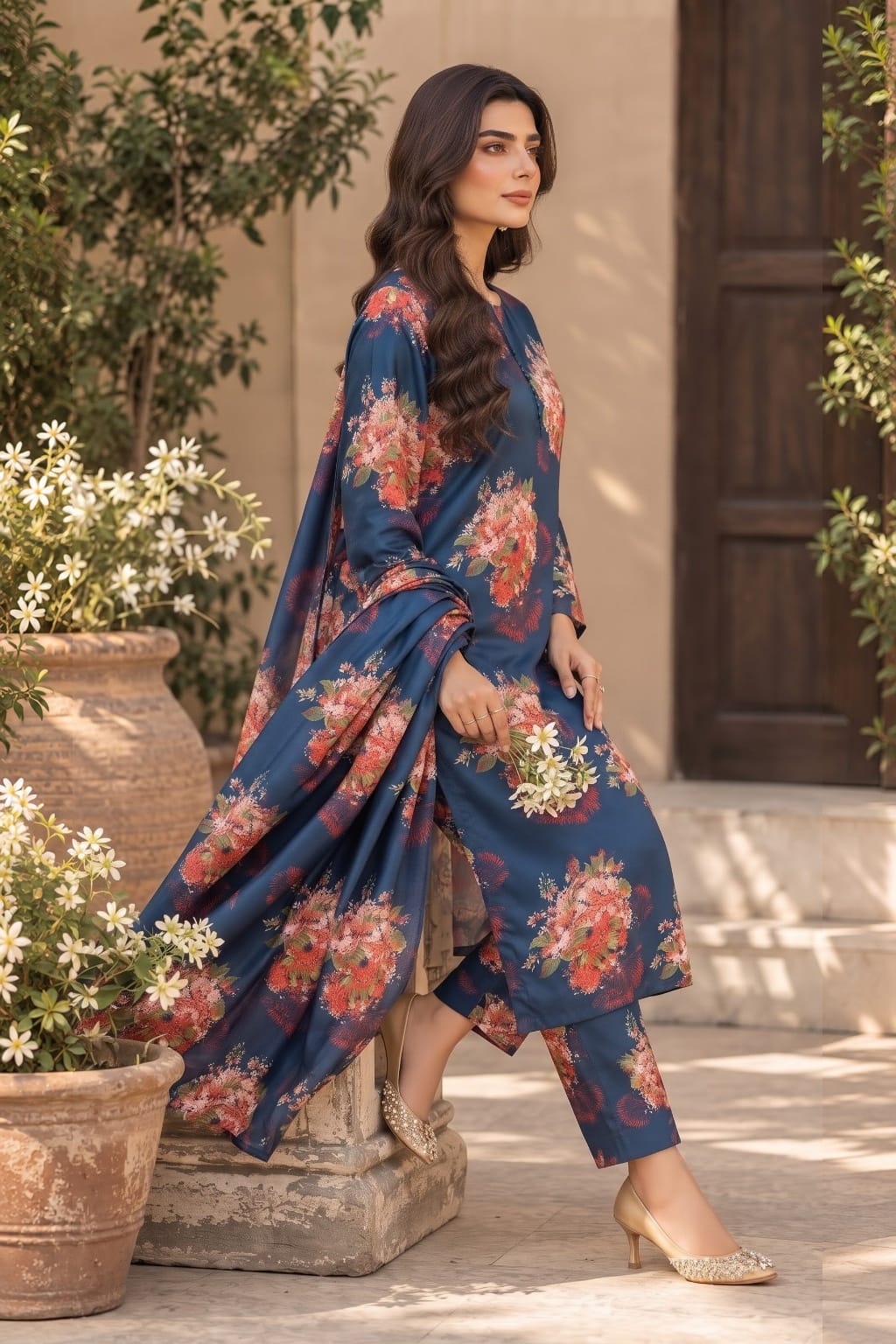 GULBAHAR UNSTITCHED 3-PIECE PRINTED SILK SUIT