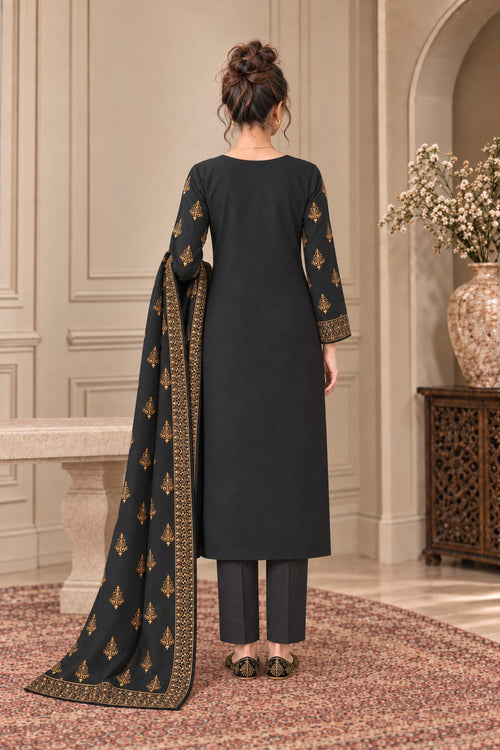 Black Karandi 3-Piece Unstitched Suit