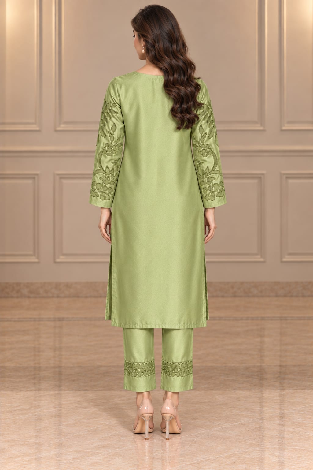 Pistachio Green Silk 2-Piece Unstitched Suit