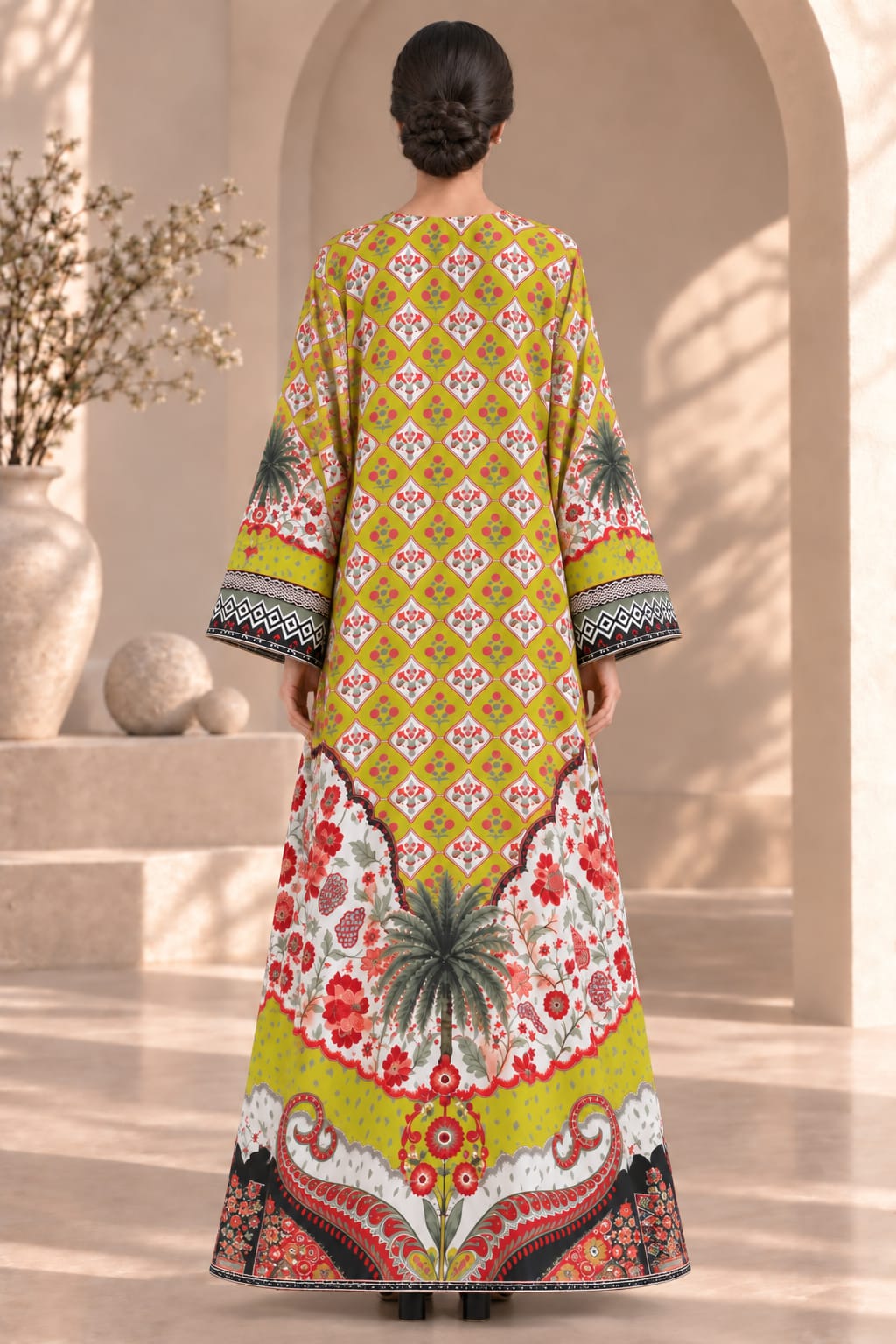 NEON BLOOM UNSTITCHED 2-PIECE PRINTED SILK KAFTAN